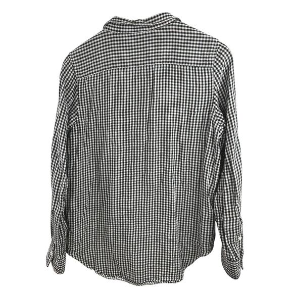 Quinn Men's Black White Gingham Checkered Long Sleeve Button Down Shirt Top Sz M - Picture 2 of 5
